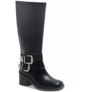 Wild Pair Buckk Buckle Moto Boots Black Smooth 6.5M Square Toe MSRP $99